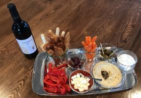 Hummus Board with wine for Two