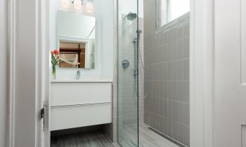 New shower, bath, vanity and heated floors!